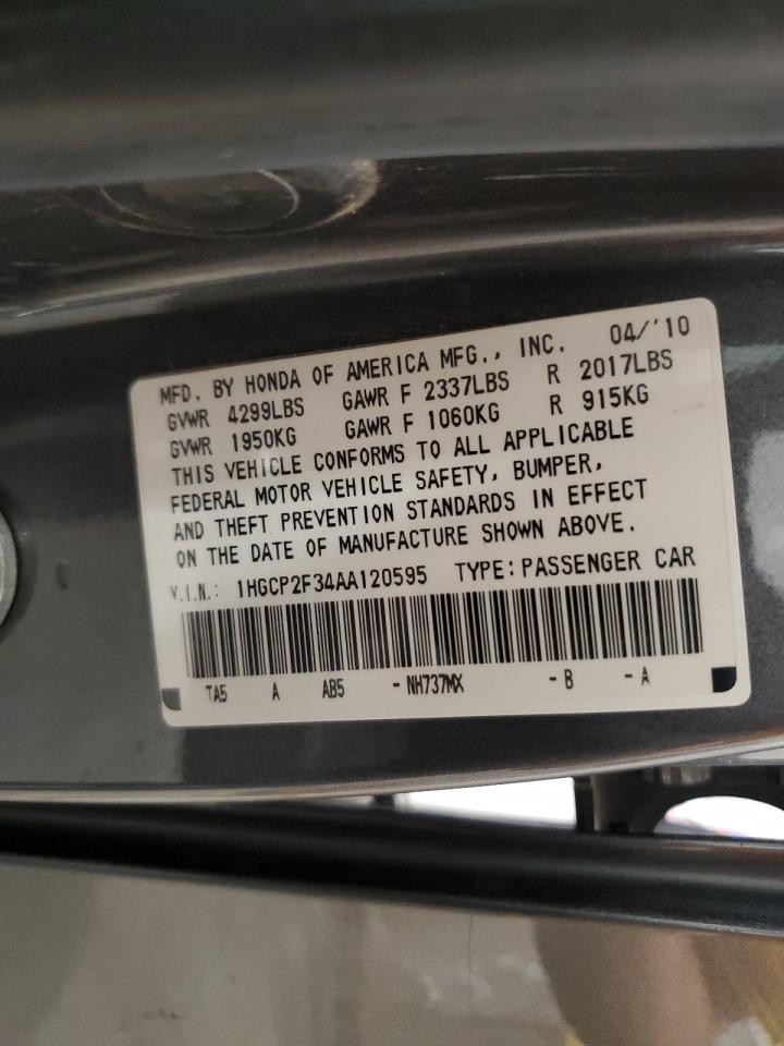 2010 Honda Accord Lx VIN: 1HGCP2F34AA120595 Lot: 64399415