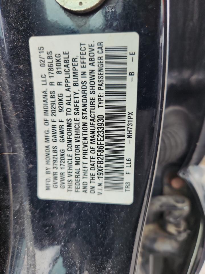 2015 Honda Civic Ex VIN: 19XFB2F86FE233930 Lot: 65973975