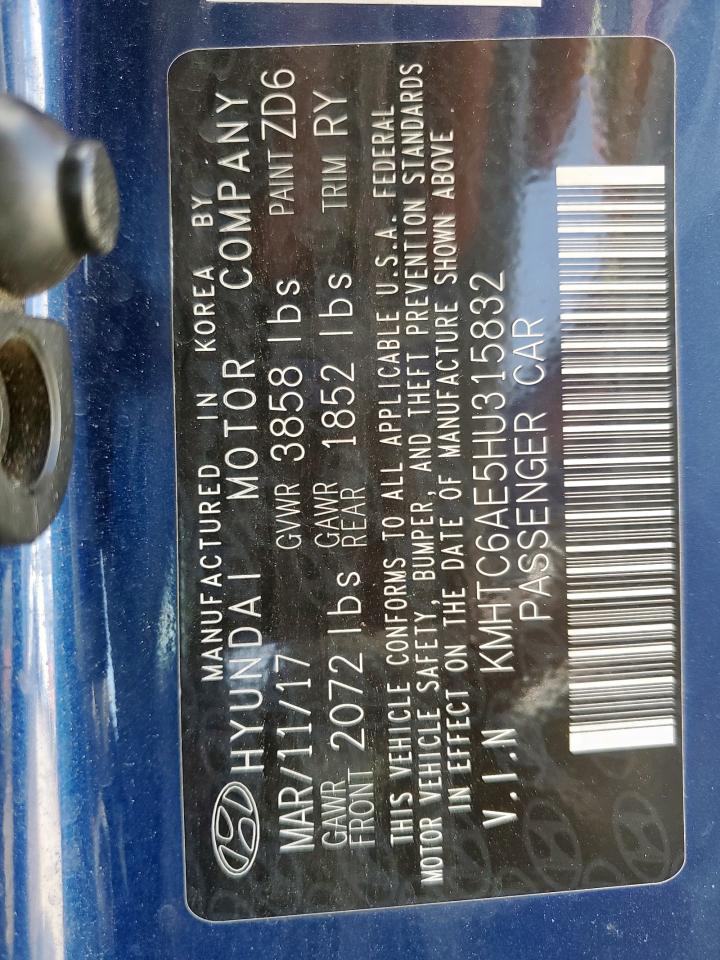 2017 Hyundai Veloster Turbo VIN: KMHTC6AE5HU315832 Lot: 65236025