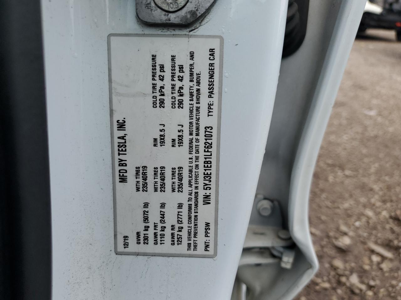 2020 Tesla Model 3 VIN: 5YJ3E1EB1LF621073 Lot: 63772435
