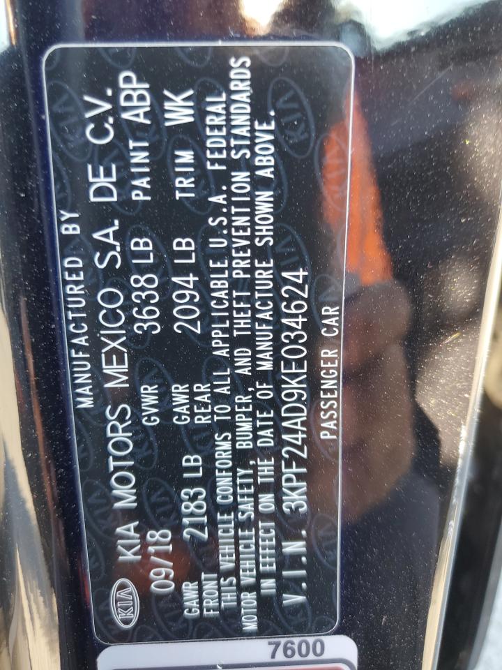 2019 Kia Forte Fe VIN: 3KPF24AD9KE034624 Lot: 66556615