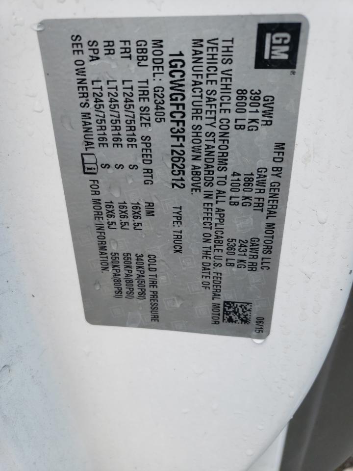 2015 Chevrolet Express G2500 VIN: 1GCWGFCF3F126512 Lot: 66299285