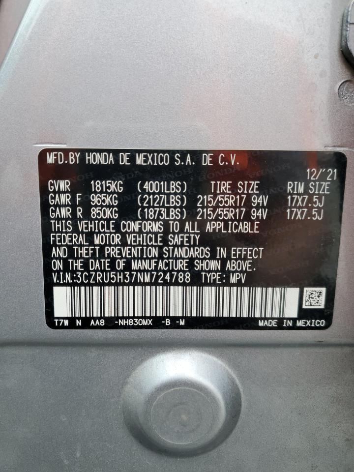 2022 Honda Hr-V Lx VIN: 3CZRU5H37NM724788 Lot: 65003695