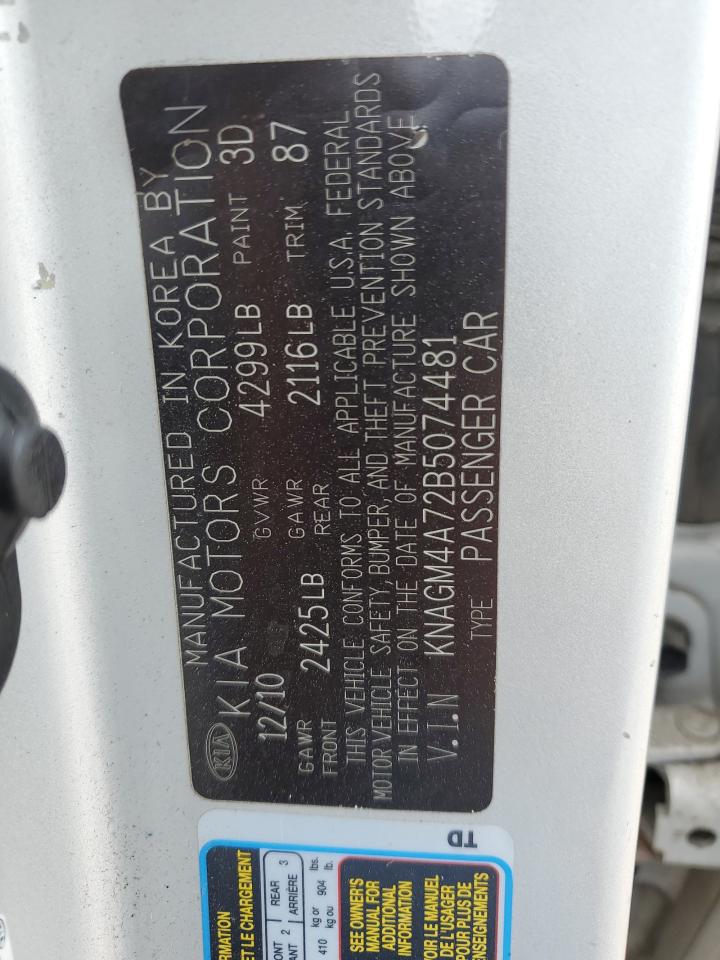 knagm4a72b5074481 KNAGM4A72B5074481 2011 Kia Optima Lx