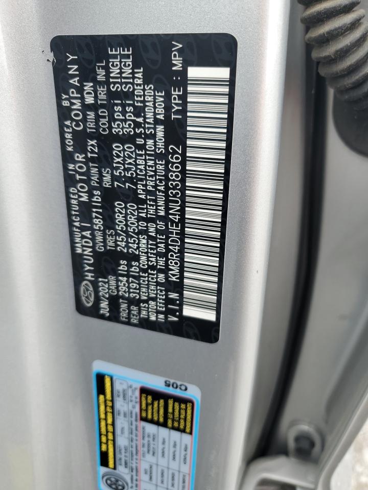 2022 Hyundai Palisade Sel VIN: KM8R4DHE4NU338662 Lot: 64230485