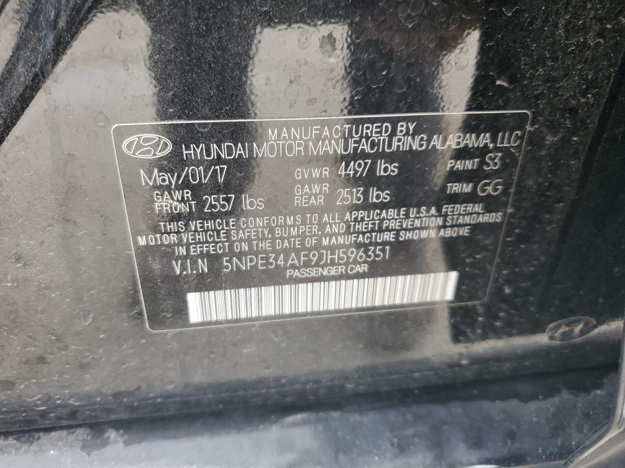 2018 Hyundai Sonata Sport VIN: 5NPE34AF9JH596351 Lot: 64743325