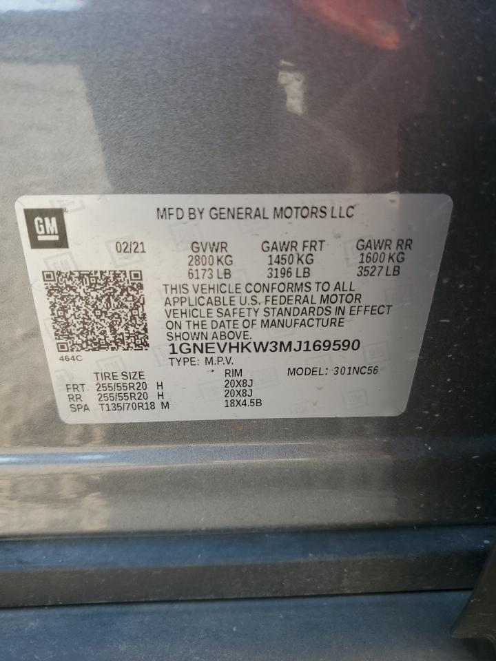 2021 Chevrolet Traverse Lt VIN: 1GNEVHKW3MJ169590 Lot: 64842995