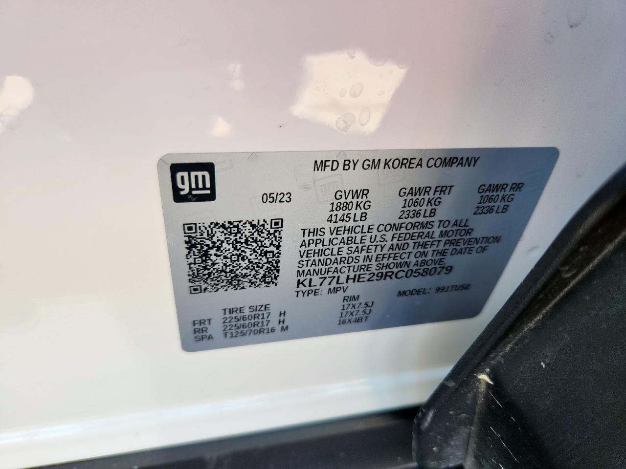 2024 Chevrolet Trax 1Lt VIN: KL77LHE29RC058079 Lot: 66325645