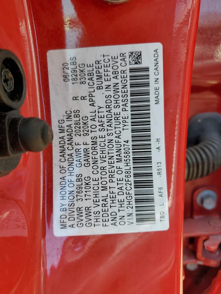 2020 Honda Civic Lx VIN: 2HGFC2F68LH558074 Lot: 64974645