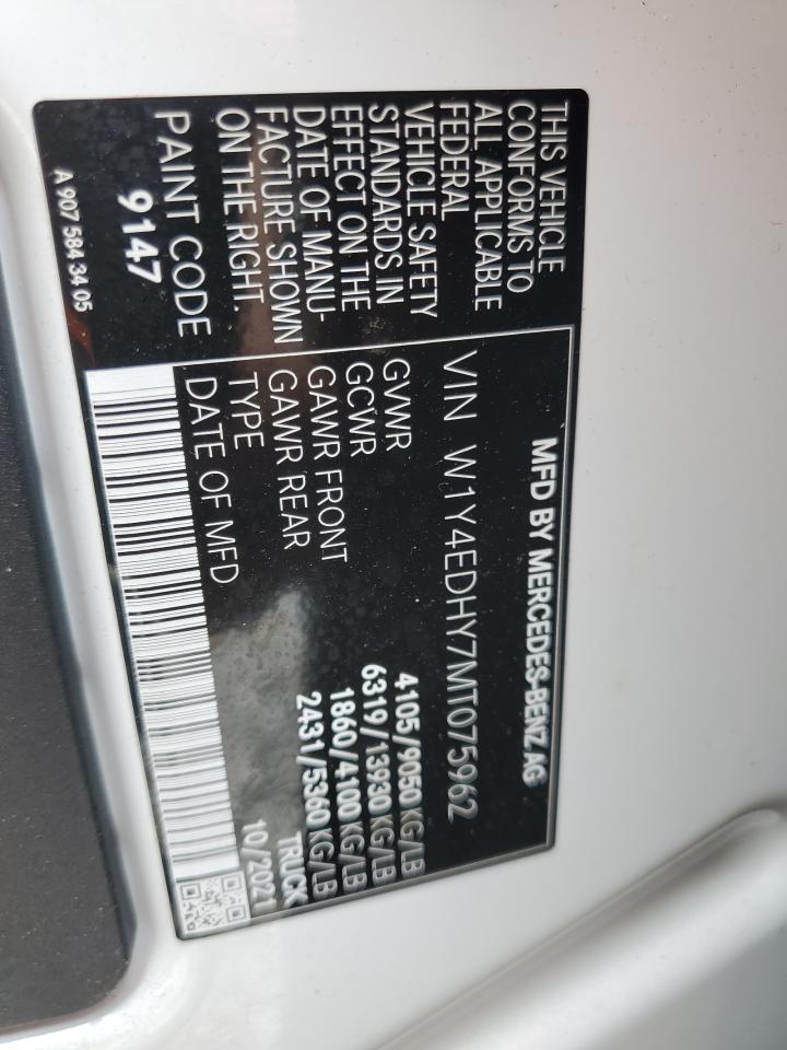 2021 Mercedes-Benz Sprinter 2500 VIN: W1Y4EDHY7MT075962 Lot: 64460895