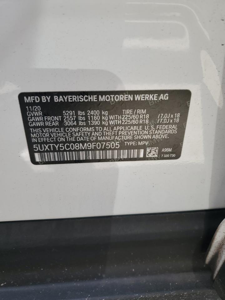 2021 BMW X3 xDrive30I VIN: 5UXTY5C08M9F07505 Lot: 64240555