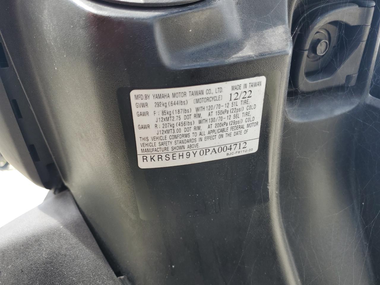 2023 Yamaha Yw125 VIN: RKRSEH9Y0PA004712 Lot: 64924195