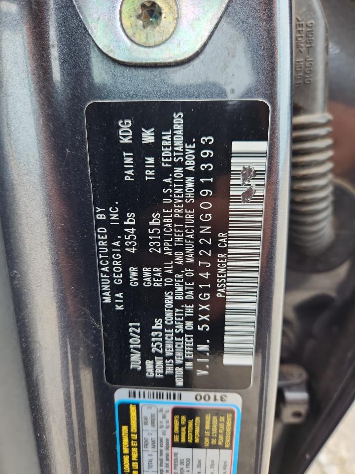 2022 Kia K5 Lxs VIN: 5XXG14J22NG091393 Lot: 63517545
