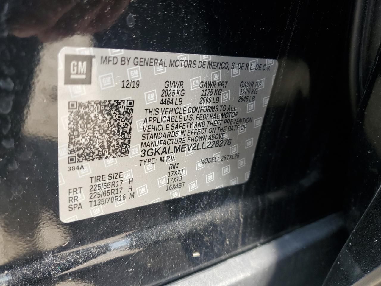 2020 GMC Terrain Sle VIN: 3GKALMEV2LL228276 Lot: 66177905