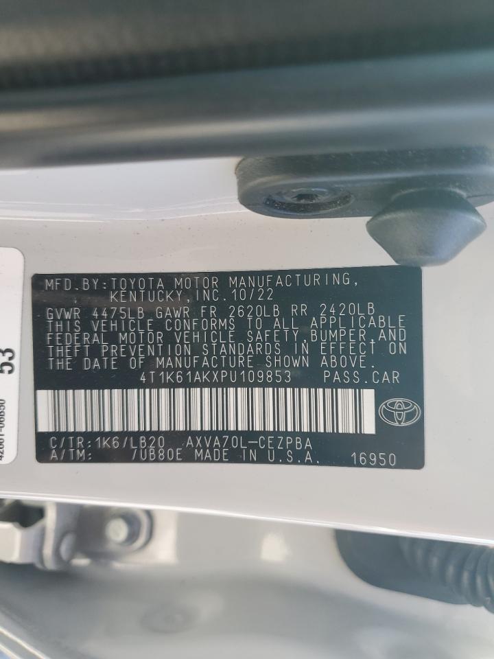 2023 Toyota Camry Xse VIN: 4T1K61AKXPU109853 Lot: 64306535