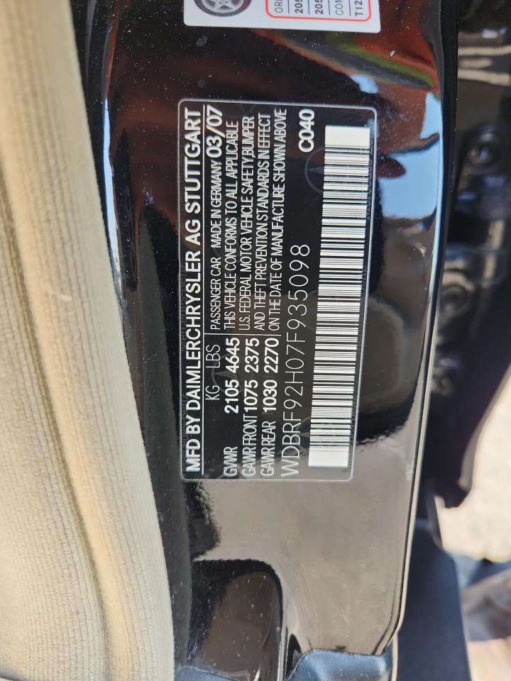 2007 Mercedes-Benz C 280 4Matic VIN: WDBRF92H07F935098 Lot: 64746865