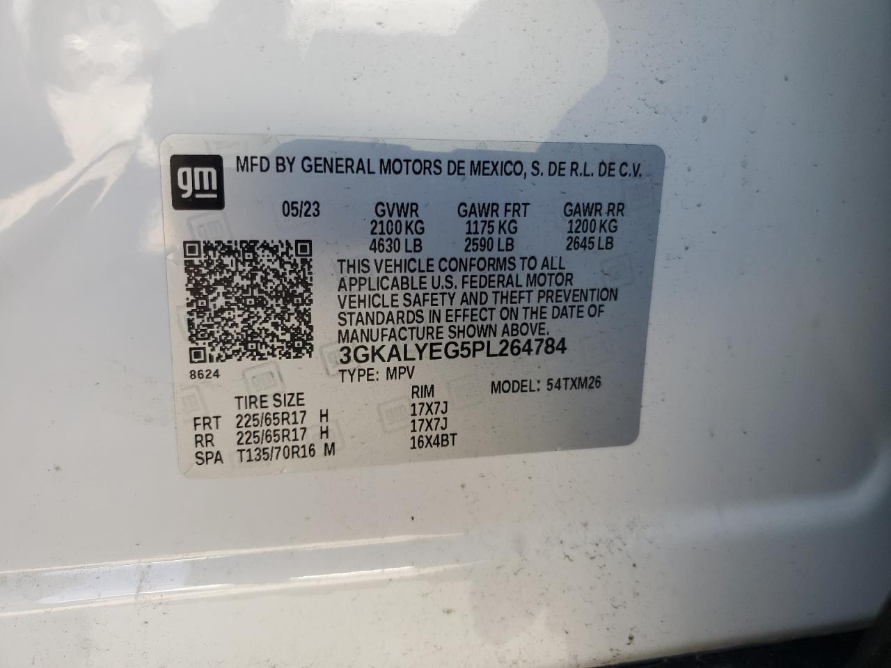 2023 GMC Terrain At4 VIN: 3GKALYEG5PL264784 Lot: 62915385