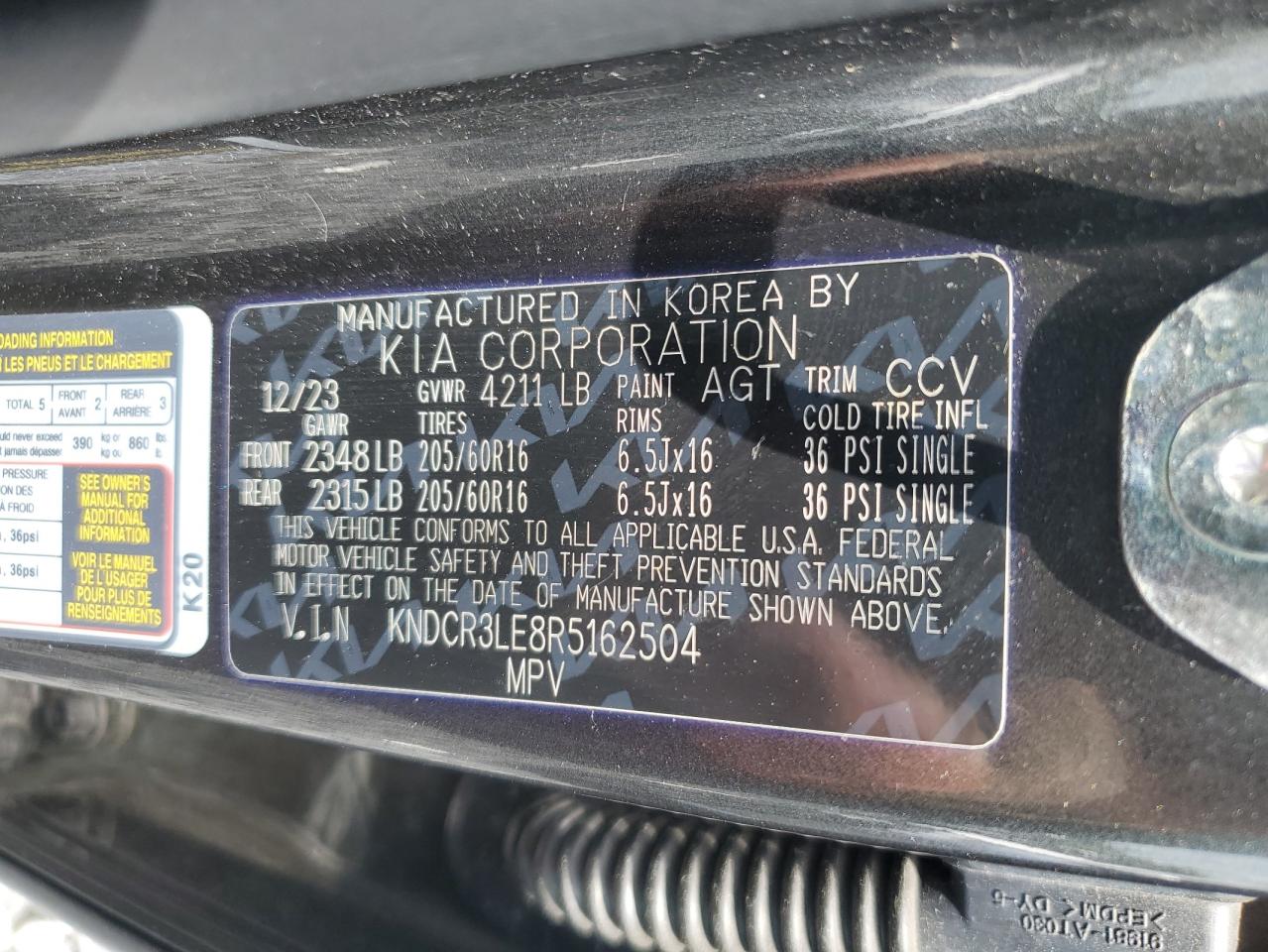 2024 Kia Niro Ex VIN: KNDCR3LE8R5162504 Lot: 62903525