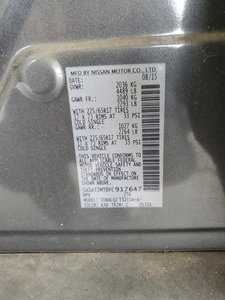 2015 Nissan Rogue S VIN: 5N1AT2MT0FC917647 Lot: 65637715