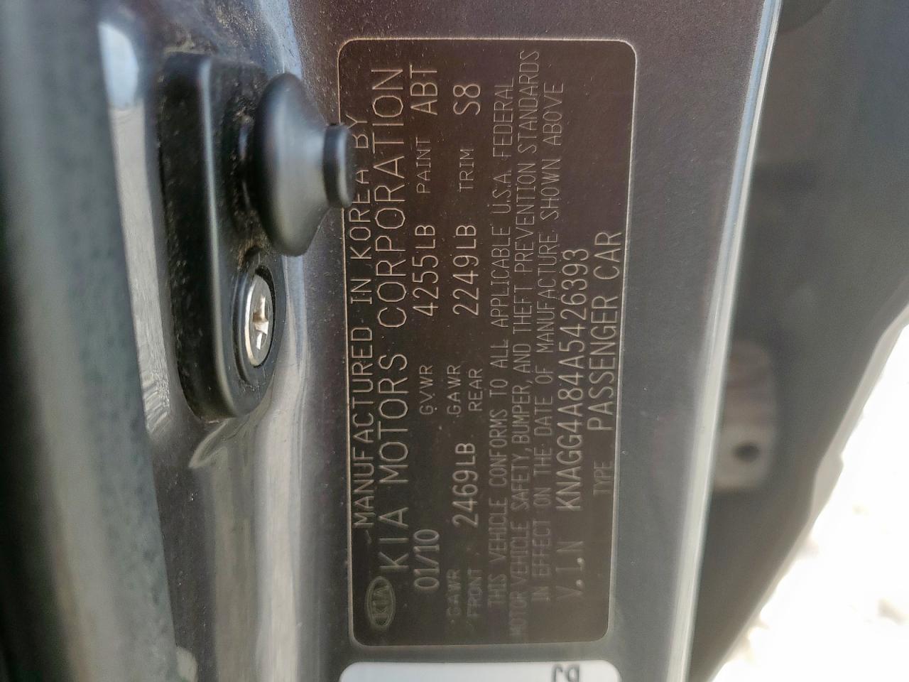 knagg4a84a5426393 KNAGG4A84A5426393 2010 Kia Optima Lx