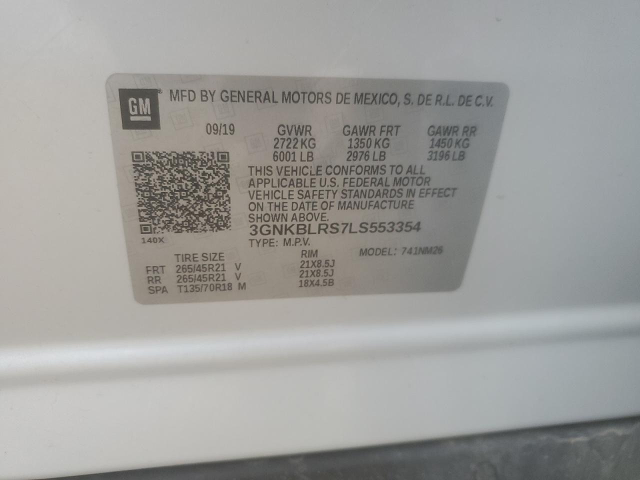 3gnkblrs7ls553354 3GNKBLRS7LS553354 2020 Chevrolet Blazer Premier
