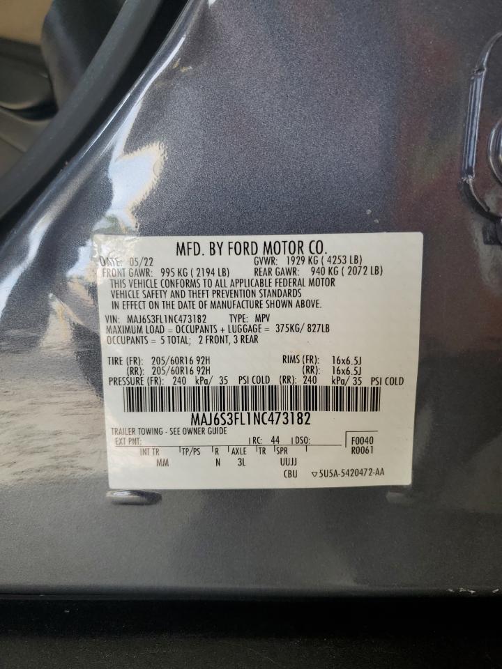 2022 Ford Ecosport S VIN: MAJ6S3FL1NC473182 Lot: 64047505