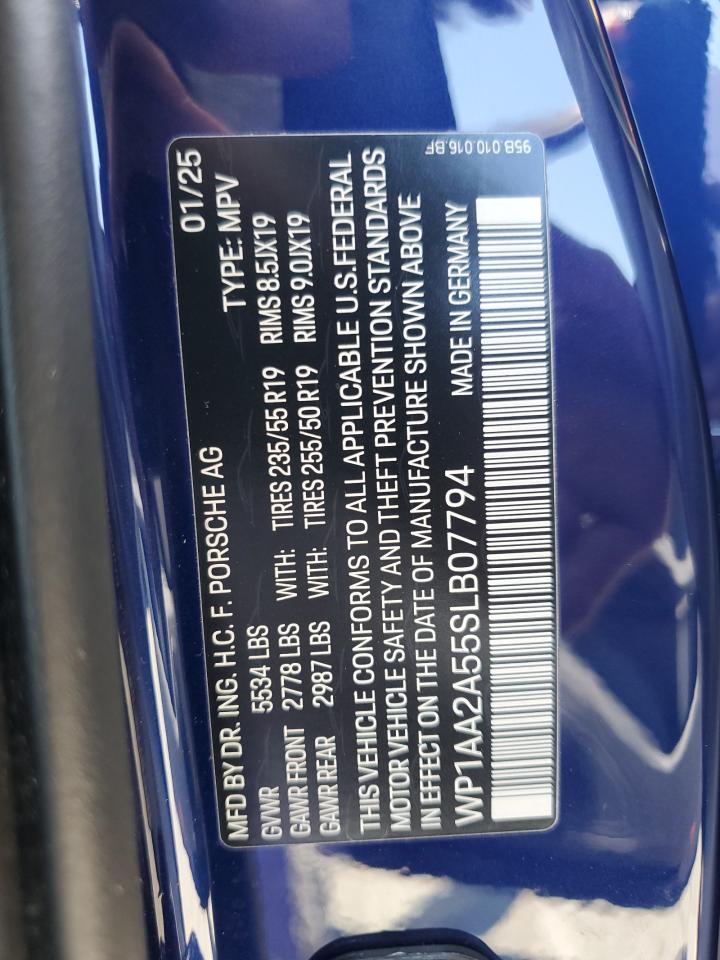 2025 Porsche Macan Base VIN: WP1AA2A55SLB07794 Lot: 64966815