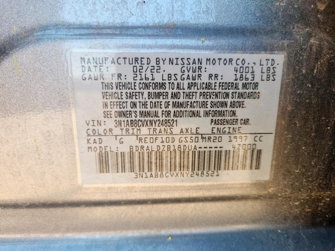 2022 Nissan Sentra Sv VIN: 3N1AB8CVXNY248521 Lot: 63632305