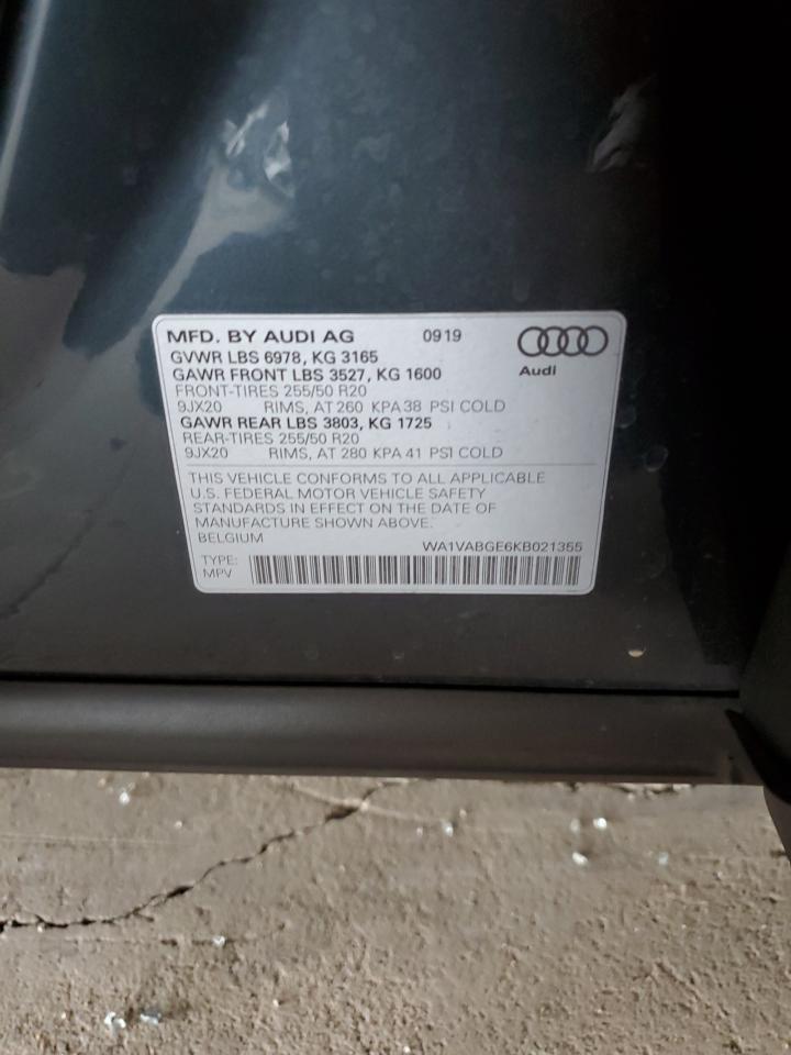 2019 Audi E-Tron Prestige VIN: WA1VABGE6KB021355 Lot: 64969915