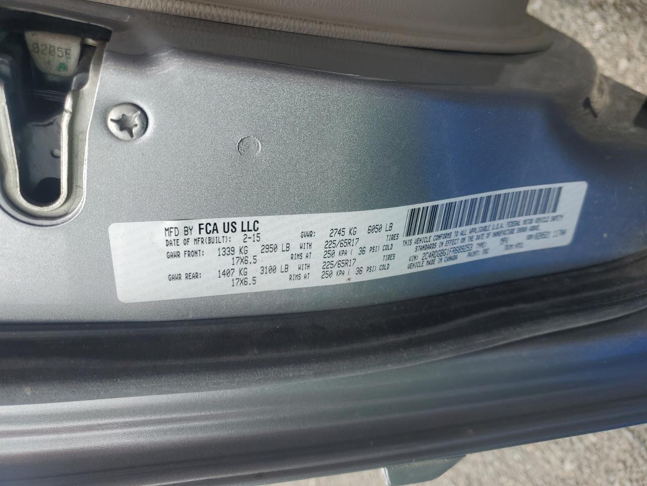 2015 Dodge Grand Caravan Se VIN: 2C4RDGBG1FR689253 Lot: 63182765