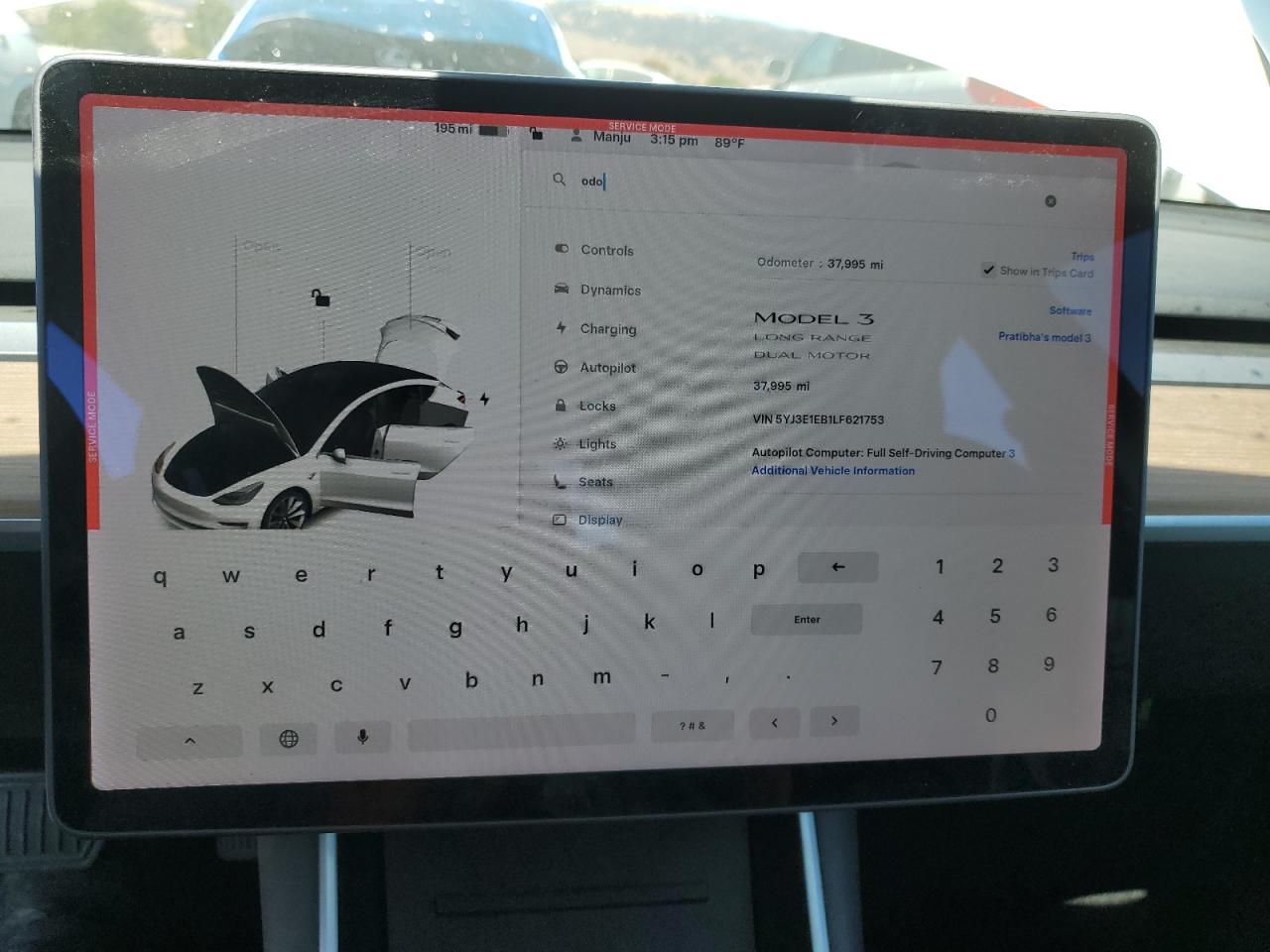2020 Tesla Model 3 VIN: 5YJ3E1EB1LF621753 Lot: 65184535