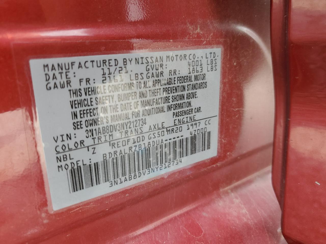 2022 Nissan Sentra Sr VIN: 3N1AB8DV3NY212734 Lot: 63802925