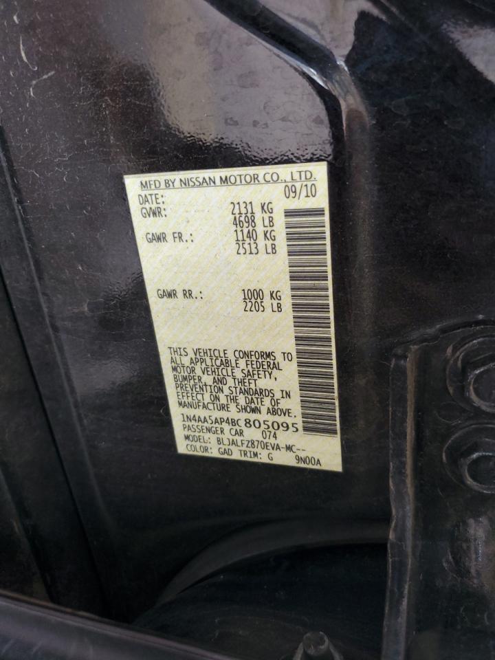 2011 Nissan Maxima S VIN: 1N4AA5AP4BC805095 Lot: 63073525