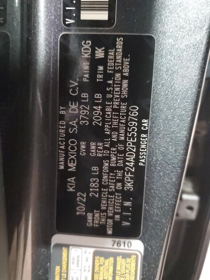 2023 Kia Forte Lx VIN: 3KPF24AD2PE559760 Lot: 64412435