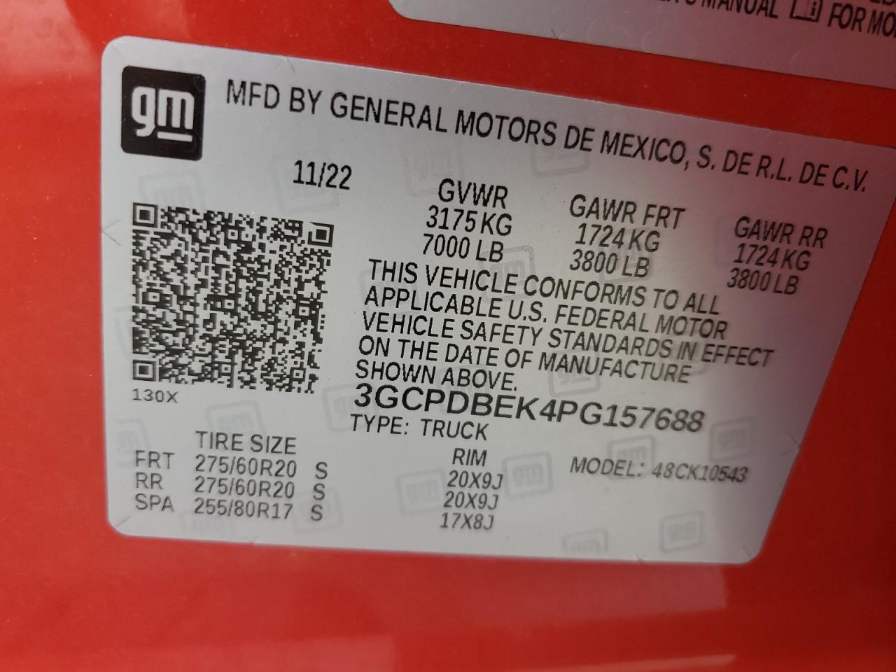 2023 Chevrolet Silverado K1500 Custom VIN: 3GCPDBEK4PG157688 Lot: 65240625