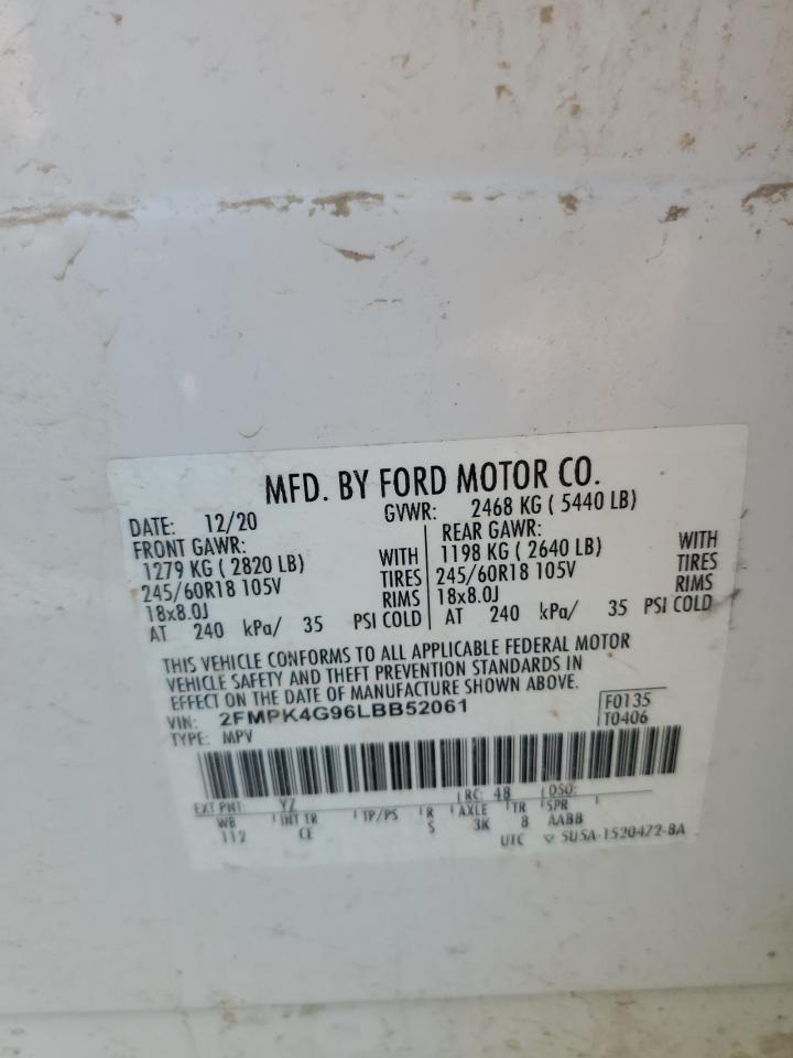 2020 Ford Edge Se VIN: 2FMPK4G96LBB52061 Lot: 64079275