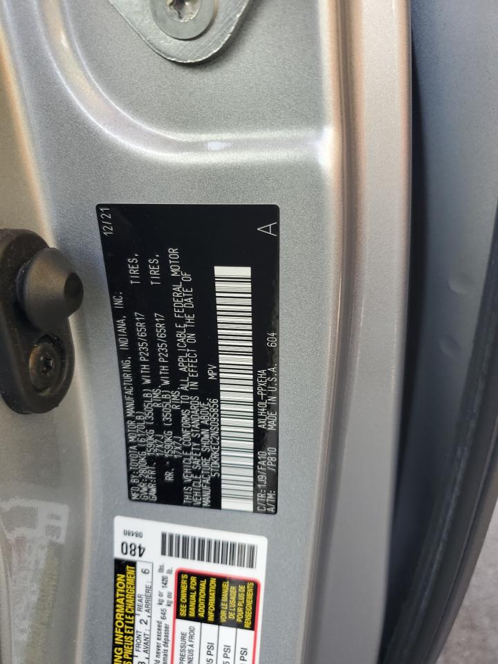 2022 Toyota Sienna Le VIN: 5TDKRKEC2NS095856 Lot: 64730145