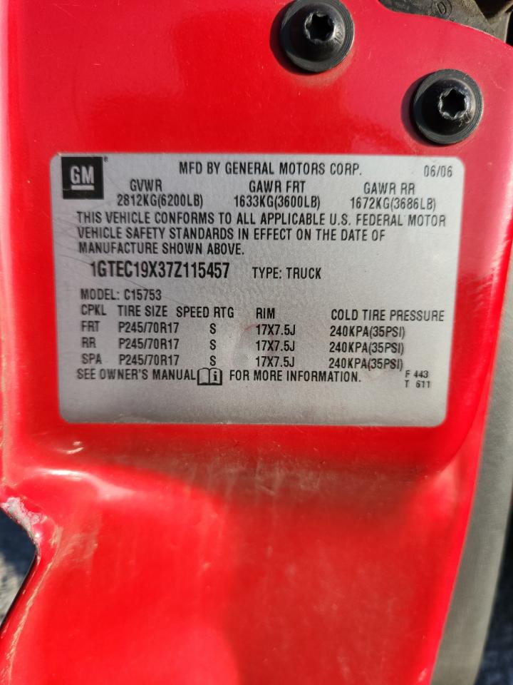 1gtec19x37z115457 1GTEC19X37Z115457 2007 GMC New Sierra C1500 Classic