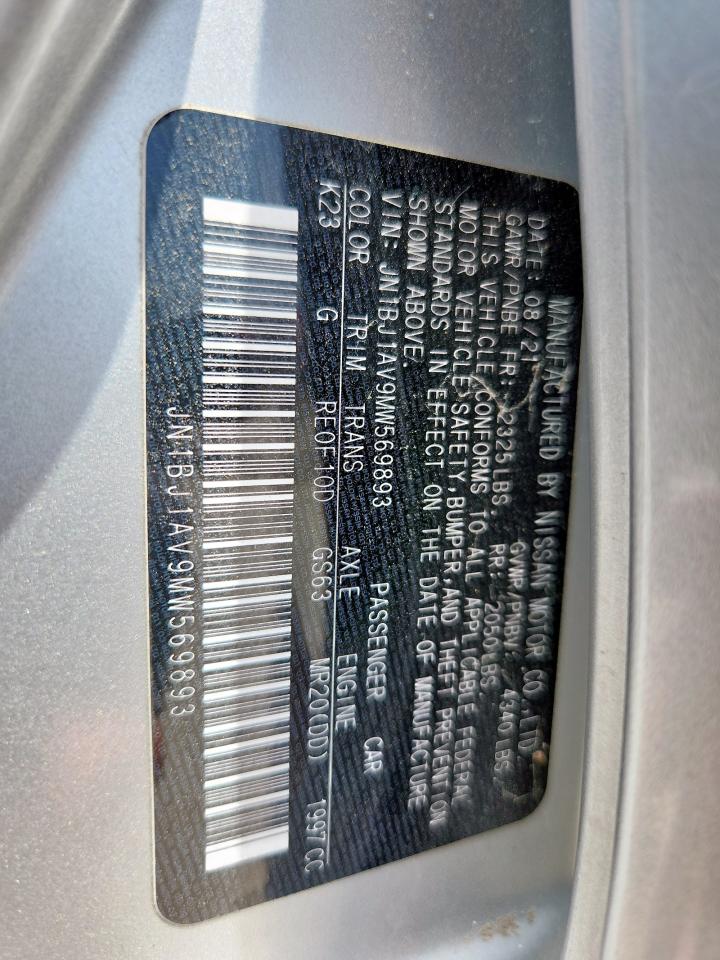 2021 Nissan Rogue Sport S VIN: JN1BJ1AV9MW569893 Lot: 65282515