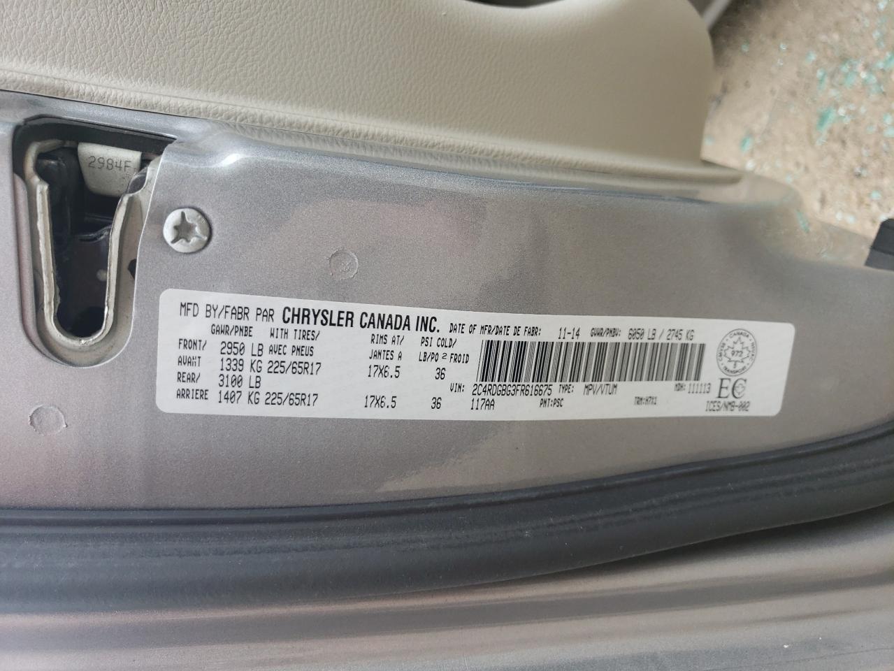 2015 Dodge Grand Caravan Se VIN: 2C4RDGBG3FR616675 Lot: 64897385
