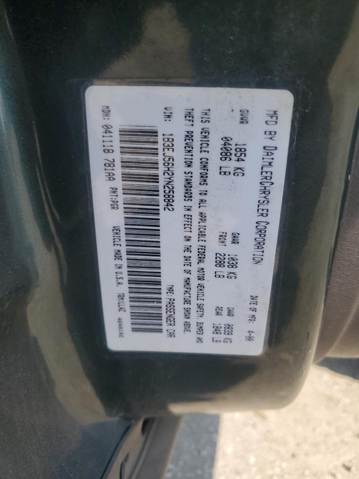 2000 Dodge Stratus Es VIN: 1B3EJ56H2YN258842 Lot: 63436695