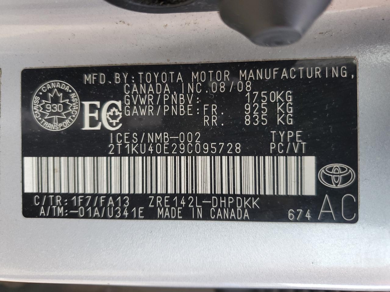 2009 Toyota Corolla Matrix VIN: 2T1KU40E29C095728 Lot: 65758055