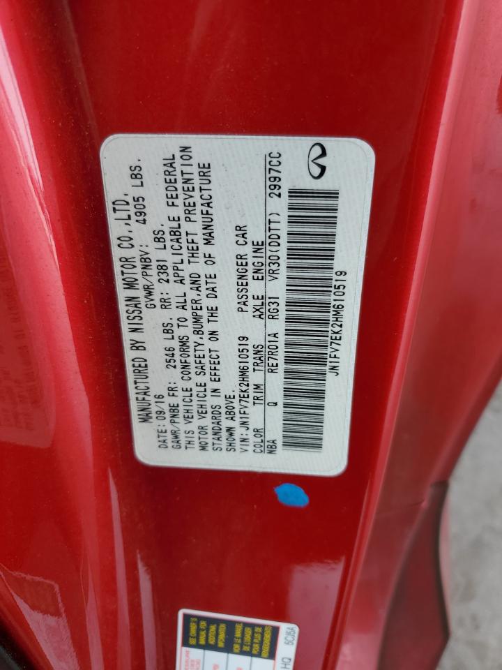 2017 Infiniti Q60 Red Sport 400 VIN: JN1FV7EK2HM610519 Lot: 63462235