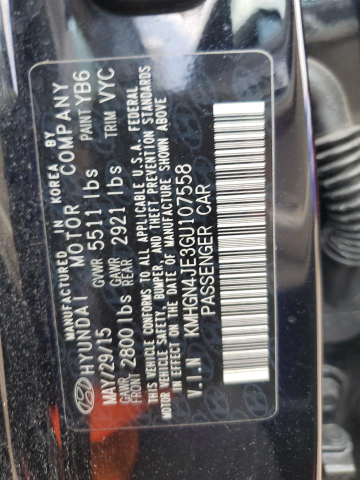 2016 Hyundai Genesis 3.8L VIN: KMHGN4JE3GU107558 Lot: 64671215