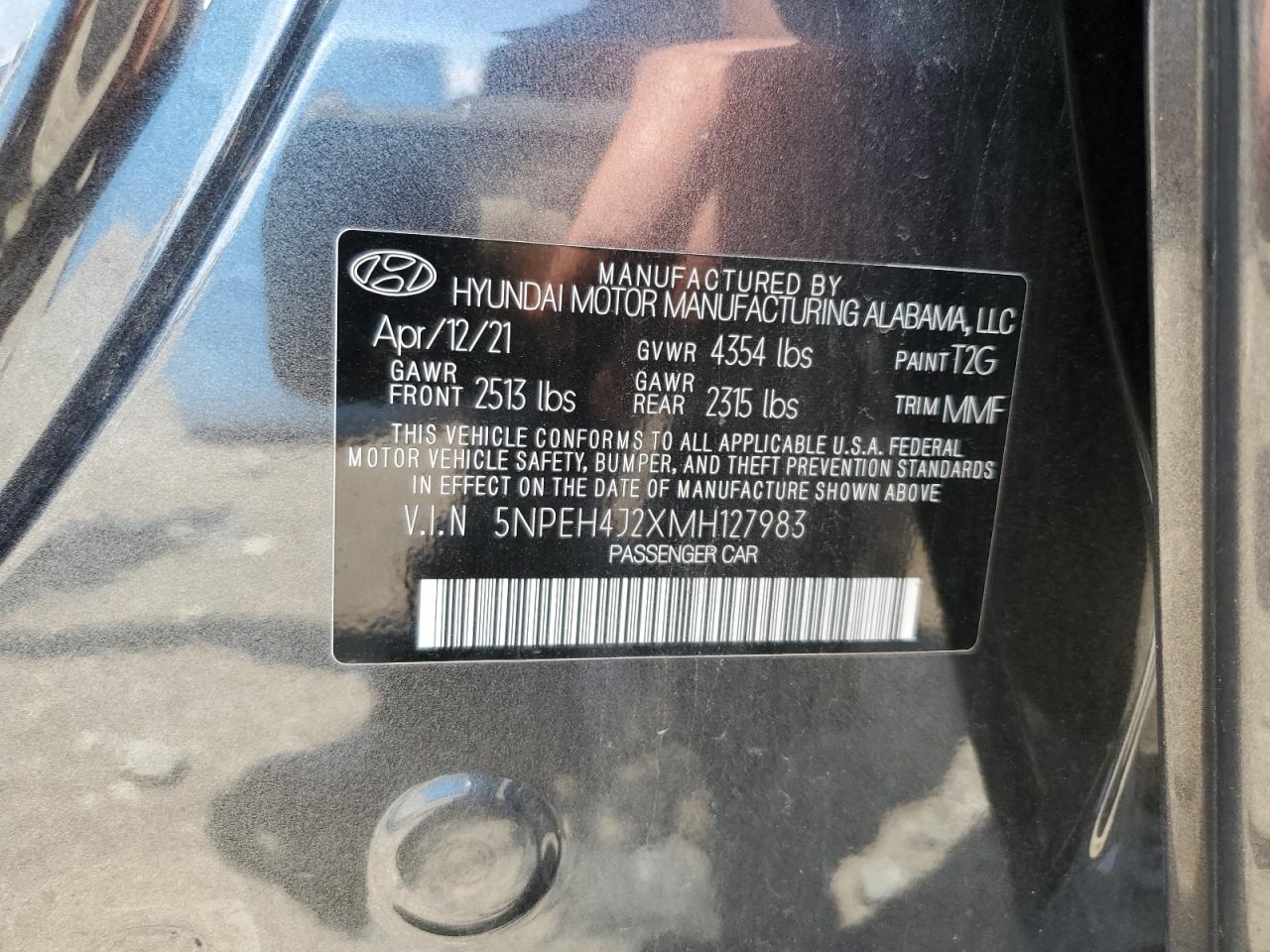 2021 Hyundai Sonata Limited VIN: 5NPEH4J2XMH127983 Lot: 63691175