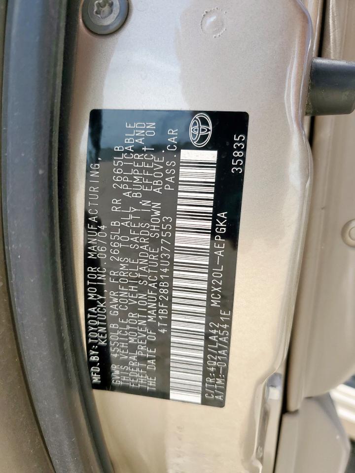 2004 Toyota Avalon Xl VIN: 4T1BF28B14U377553 Lot: 63748325
