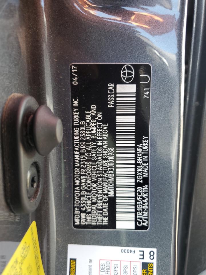 2018 Toyota C-Hr Xle VIN: NMTKHMBX3JR010988 Lot: 63942315