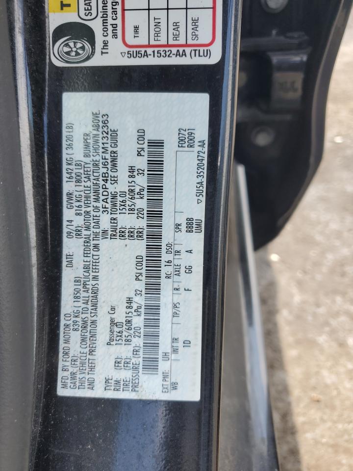 2015 Ford Fiesta Se VIN: 3FADP4BJ6FM132363 Lot: 63262355
