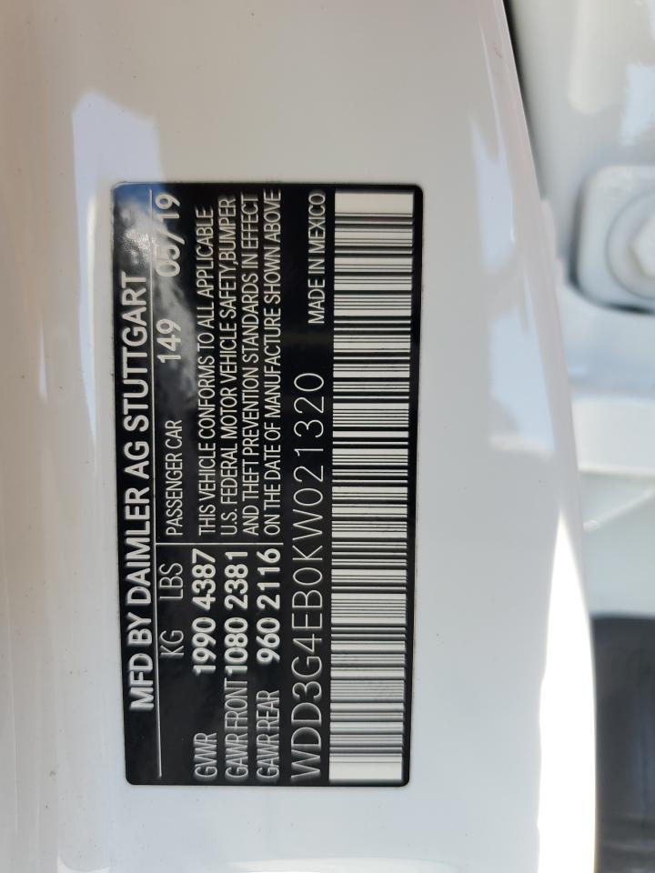 2019 Mercedes-Benz A 220 VIN: WDD3G4EB0KW021320 Lot: 63839455