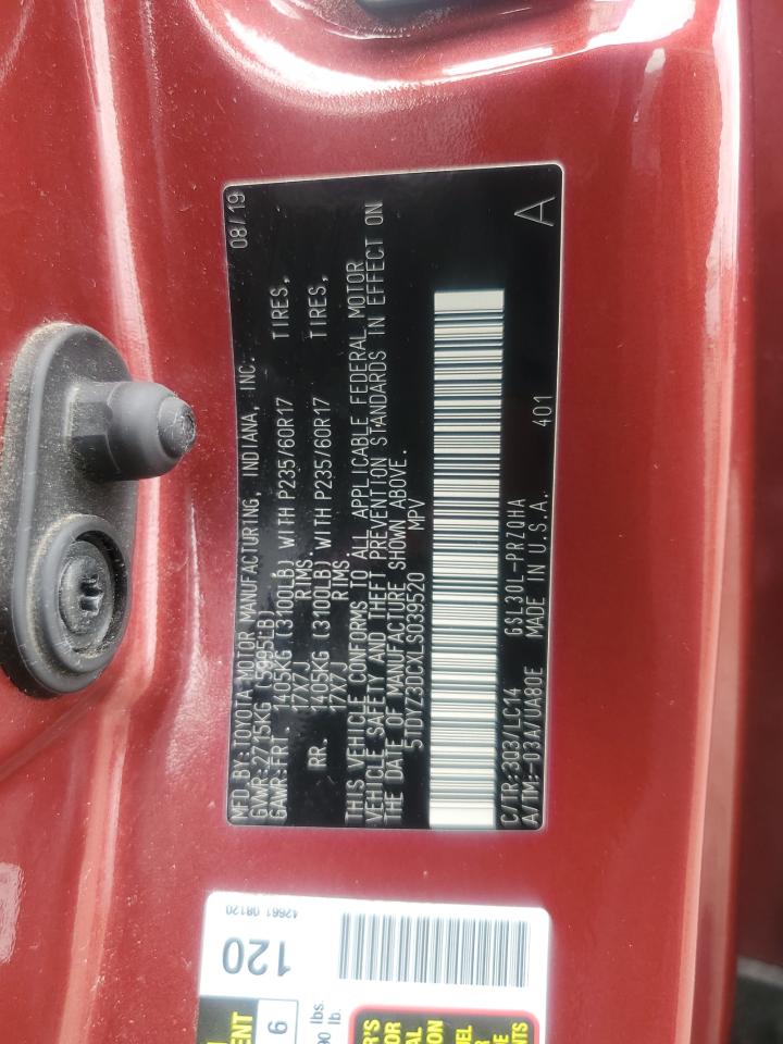 2020 Toyota Sienna Xle VIN: 5TDYZ3DCXLS039520 Lot: 64924895